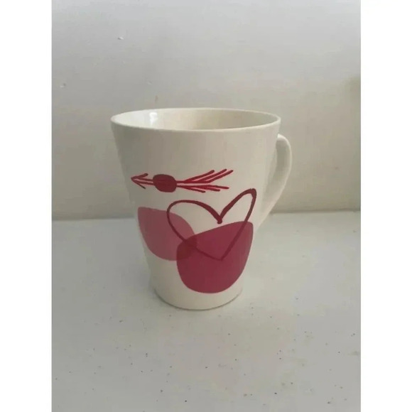 Starbucks 12 oz White Mug with Pink‎ Heart Design Valentines 2016 GUC - Picture 2 of 4
